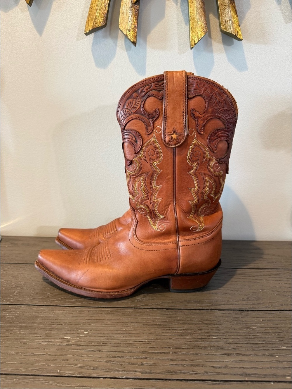 Tony Lama Tan Leather Western Cowboy Boots